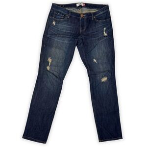 Cabi Slim Boyfriend Distressed Dark‎ Wash Jeans Size 8